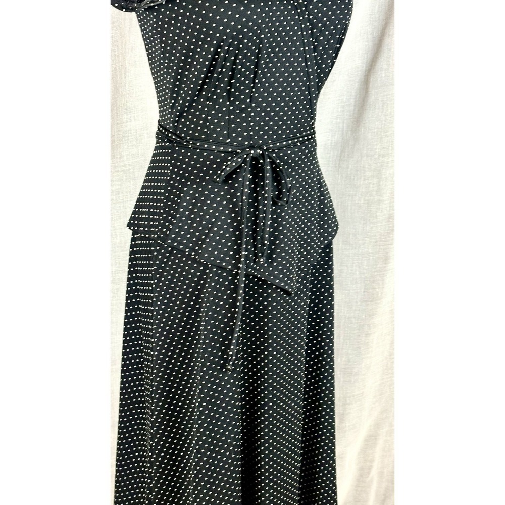 Vintage 70's Polka Dot Peplum Dress Parisian Chic French Girl Dark Academia Sz S - Picture 9 of 12